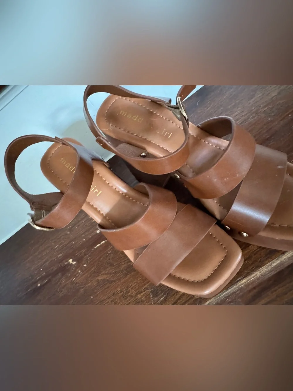 Madden girl brown block high heel chunky platform size 5